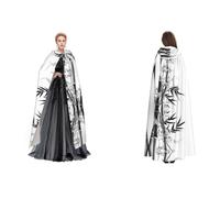 JAYWIS Tree Image Chinese Calligraphy -Print Budget Hooded Cloak For Adults - Adjustable Cape Halloween Costumes, Festivals & Gothic Events