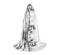 JAYWIS Tree Image Chinese Calligraphy -Print Youth Hooded Cape - Printed Adjustable Cloak For Teens, Halloween Adventures, Parties & Festive Appare M