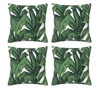 JAYWIS Tropical Banana Palm Leaf -Print Decorative Throw Pillow Covers Set Of 4 With Zippers For Couch Outdoor. 12"x12"