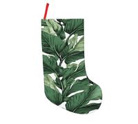 JAYWIS Tropical Banana Palm Leaves -Print 18 Inch Patchwork Christmas Stockings - Large Holiday Decor With Hanging Loop For Festive Home Gift Giving.