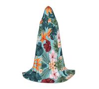 JAYWIS Tropical leaves -Print Youth Hooded Cape - Printed Adjustable Cloak For Teens, Halloween Adventures, Parties & Festive Appare S