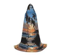 JAYWIS Tropical Sunset -Print Youth Hooded Cape - Printed Adjustable Cloak For Teens, Halloween Adventures, Parties & Festive Appare M