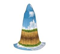 JAYWIS Wheat Field -Print Youth Hooded Cape - Printed Adjustable Cloak For Teens, Halloween Adventures, Parties & Festive Appare L