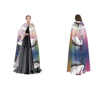 JAYWIS White Swan -Print Budget Hooded Cloak For Adults - Adjustable Cape Halloween Costumes, Festivals & Gothic Events