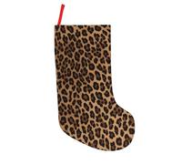 JAYWIS Wild Leopard Animal -Print 18 Inch Patchwork Christmas Stockings - Large Holiday Decor With Hanging Loop For Festive Home Gift Giving.