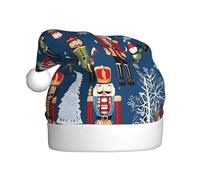 JAYWIS Women's Nutcracker Ballet Xmas Dance -Print Adult Plush Christmas Hat Santa Style Pom-Pom, Warm Soft Holiday Headwear For Parties Christmas Celebration.