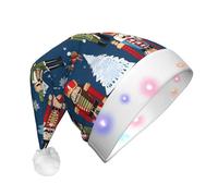 JAYWIS Women's Nutcracker Ballet Xmas Dance -Print Adult Plush Light-Up Christmas Hat Led Effects, Festive Santa Headwear For Parties Gatherings Events.