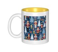 JAYWIS Women's Nutcracker Ballet Xmas Dance -Print Inner Color Ceramic Mugs, Custom Colored Interior for Home Office Cafe, Dishwasher & Microwave Safe Coffee Cups Yellow