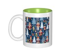 JAYWIS Women's Nutcracker Ballet Xmas Dance -Print Inner Color Ceramic Mugs, Custom Colored Interior for Home Office Cafe, Dishwasher & Microwave Safe Coffee Cups Green