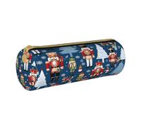 JAYWIS (Women's Nutcracker Ballet Xmas Dance) Print Leather Pencil Case with Zipper Crossgrain Design, Compact Cylinder Organizer for School,Office & Travel