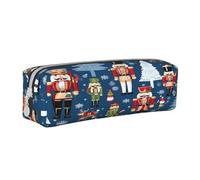 JAYWIS (Women's Nutcracker Ballet Xmas Dance) Print Leather Pencil Case with Zipper Handmade Crossgrain,Compact for School,Office & Travel