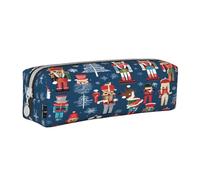 JAYWIS (Women's Nutcracker Ballet Xmas Dance) Print Leather Pencil Case with Zipper Handmade Crossgrain,Compact for School,Office & Travel