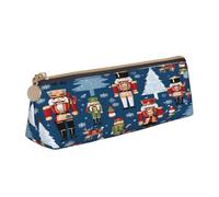 JAYWIS (Women's Nutcracker Ballet Xmas Dance) Print Triangular Leather Pencil Case-Crossgrain Organizer for School, Office & Travel,Premium Zipper Design