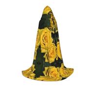 JAYWIS yellow roses -Print Youth Hooded Cape - Printed Adjustable Cloak For Teens, Halloween Adventures, Parties & Festive Appare L
