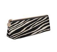 JAYWIS (Zebra Animal) Print Triangular Leather Pencil Case-Crossgrain Organizer for School, Office & Travel,Premium Zipper Design