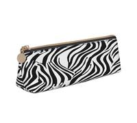 JAYWIS (Zebra Print) Print Triangular Leather Pencil Case-Crossgrain Organizer for School, Office & Travel,Premium Zipper Design