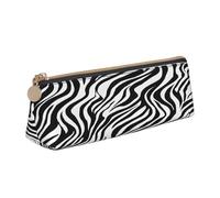 JAYWIS (Zebra Print) Print Triangular Leather Pencil Case-Crossgrain Organizer for School, Office & Travel,Premium Zipper Design