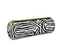 JAYWIS (Zebra Prints) Print Leather Pencil Case with Zipper Crossgrain Design, Compact Cylinder Organizer for School,Office & Travel