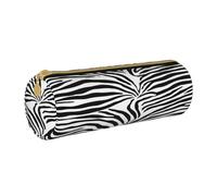 JAYWIS (Zebra Prints) Print Leather Pencil Case with Zipper Crossgrain Design, Compact Cylinder Organizer for School,Office & Travel