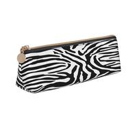 JAYWIS (Zebra Prints) Print Triangular Leather Pencil Case-Crossgrain Organizer for School, Office & Travel,Premium Zipper Design
