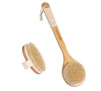 JAYZUUM Skin Cleaning Brush, Set of 2 Bath Brushes with Natural Bristles - Bath Brush, Body Brush, for Improving Blood Circulation, Relaxation, Softening