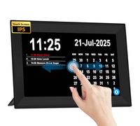 Jazeyeah10.1 Touch Screen Extra Large Digital Clock with Date and Day for Elderly,Medicine Reminders,Dementia Alzheimers Clocks for Seniors, 64 Alarm 40 Reminders, Auto DST, (Black)