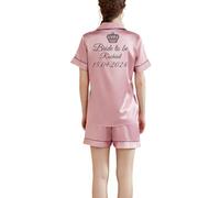 JazJoz Personalised Glitter Symbol Text Womens Silk Satin Pyjamas Set for Birthday Wedding Bridesmaid Gifts (Dusky Pink, M)