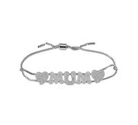 JazJoz Personalised Iced Out Letter Heart Bracelet, Adjustable Box Chain, Custom Bling Initial Name Jewelry Gift for Women