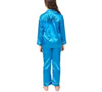 JazJoz Personalised Kids Satin Pyjamas Sets Button-Down Silky Collar Nightwear for Spa Birthday Wedding Sleepover Party with Glitter Writing(Turquoise, 11-12 Years)