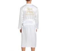 JazJoz Personalised Mens Satin Kimono Robe Soft Lightweight Bath Robe for him and her, Groom, Anniversary Wedding Honeymoon Spa Bathrobe