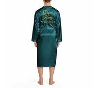 JazJoz Personalised Mens Satin Kimono Robe Soft Lightweight Bath Robe for him and her, Groom, Anniversary Wedding Honeymoon Spa Bathrobe