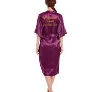 JazJoz Personalised Women's Long Satin Robe with Sparkly Glitter Writing Customize for Weddings, Birthdays & More with Name Date Phrase
