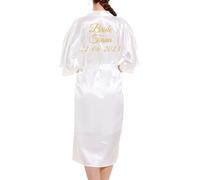 JazJoz Personalised Women's Long Satin Robe with Sparkly Glitter Writing Customize for Weddings, Birthdays & More with Name Date Phrase