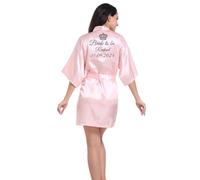 JazJoz Personalized Glitter Symbol Writing Women's Satin Robe for Wedding Birthday Spa Sleepover Prom Party (Pink, S)