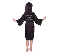 JazJoz Personalized Kids Soft Satin Robes Solid Colour Kimono Bathrobes for Spa Birthday Wedding Sleepover Party with Glitter Writing