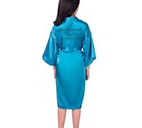 JazJoz Personalized Kids Soft Satin Robes Solid Colour Kimono Bathrobes for Spa Birthday Wedding Sleepover Party with Glitter Writing
