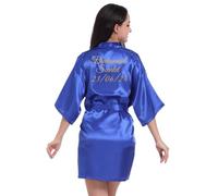 JazJoz Women's Personalised Glitter Writing Satin Robe Name Date Phrase Bride Bridesmaid Maid of Honour Wedding party Kimono