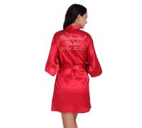 JazJoz Women's Personalised Glitter Writing Satin Robe Name Date Phrase Bride Bridesmaid Maid of Honour Wedding party Kimono