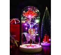 Jazlyvex Birthday Gifts for Women, Galaxy Glass Rose Flower Forever Eternal Crystal Light Up Rose in Glass Dome, Valentines Day Gifts for Her,Gifts for Women