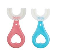 JAZOKA 2 Pcs Kids Toothbrushes,U Shaped Toothbrush 360°All-Round Cleaning Silicone Teeth Brush for Kids 2-6Years