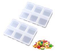 JAZOKA 2 Pcs Snack Box for Kids, Snack Box with 6 Removable Grids Compartments, Multi Plastic Snackle Box Trays with Compartment for Travel Plane (9.2×6.7x1.5cm)