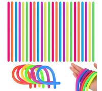 JAZOKA 24 Pcs Noodles Fidget Toy,Stretchy Fidget Noodles Anxiety Relief Sensory,Strings Adhd Assorted,Diy Fantasy Stress Hands,Reducing Noodle Pinching,Bands Bulk Stretch For Anxiety