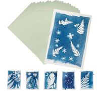 JAZOKA 24 Pcs Sun Print Paper, A7 Sunprint Cyanotype Paper & Folder High Sensitive Solar Activated Art Printing for Kids Craft Projects DIY Art Education Photography