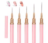 JAZOKA 5 Pcs Nail Art Pens, Fine Nail Art Liner Brushes Set Thin Detail Fingernails Drawing Tool Long Line Painting Liner Brush for Gel Polish Nail Design, Size 4/8/12/20/25mm