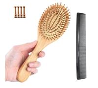 Jazolmky Bamboo Comb, Paddle Brush, Hair Care Brush, Comb, Scalp & Shoulder Massage, Anti-Static, Easy to Grip, Ergonomic, Hair Care, Gentle on Scalp, Suitable for Men and Women, Comb Included (Large)