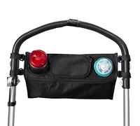 Jazooli Buggy Pram Bag Organiser Baby Pushchair Stroller Storage Cup Holder Travel Bag Pouch Pocket Drinks Cup Bottle Holder, Universal Fit, 36cm x 13cm x 12cm (Black)