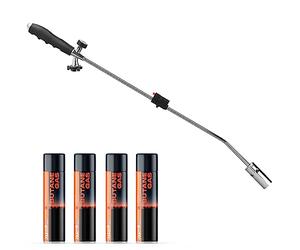 Jazooli Gas Powered Weed Killer - Auto-Ignition Weed Burner Blow Torch - Pet Friendly Weed Killer | Extra Strong Garden Weed Remover Tool - Butane Gas Canisters x 4