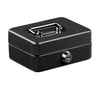 Jazooli Heavy Duty Metal Cash Money Coin Box Bank Deposit Steel Tin Security Safe Petty 2 Keys Lock Lockable Jewellery Passports Documents Security Case, Black, 4"