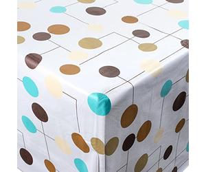 Jazooli Large Tablecloth, Wipe Clean PVC Vinyl, Waterproof & Heat Resistant, Dining Kitchen Table Cover Protector Sheet Washable Wipeable, 140cm x 240cm, Circles & Lines