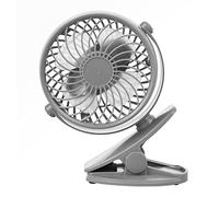 Jazooli Mini Cordless Clip-On Cooling Fan Portable Travel USB Powered Rechargeable Adjustable 360° Rotation Tilt 3 Speed for Office Home Car Camping Treadmill (Grey)